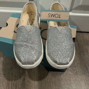 TOMS Kids Glitter Slip-On Shoes - Sparkly
